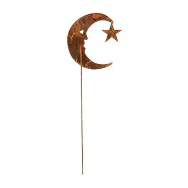 Village Wrought Iron Moon-Star Rusted Stake RGS-2